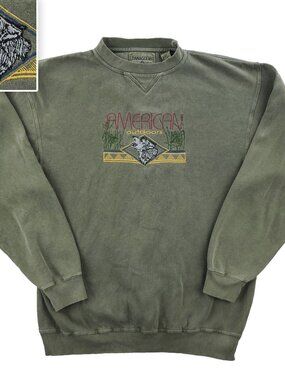 Vintage Dog Sweatshirt Crewneck American Outdoors Embroidered Danaggers Large